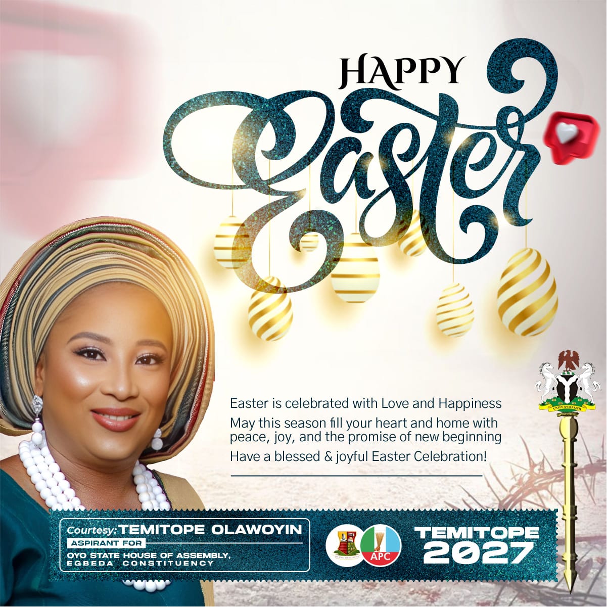 Easter: OYHA Aspirant, Olawoyin Felicitates Christians, Calls for Renewed Patience, Dedication, Focus